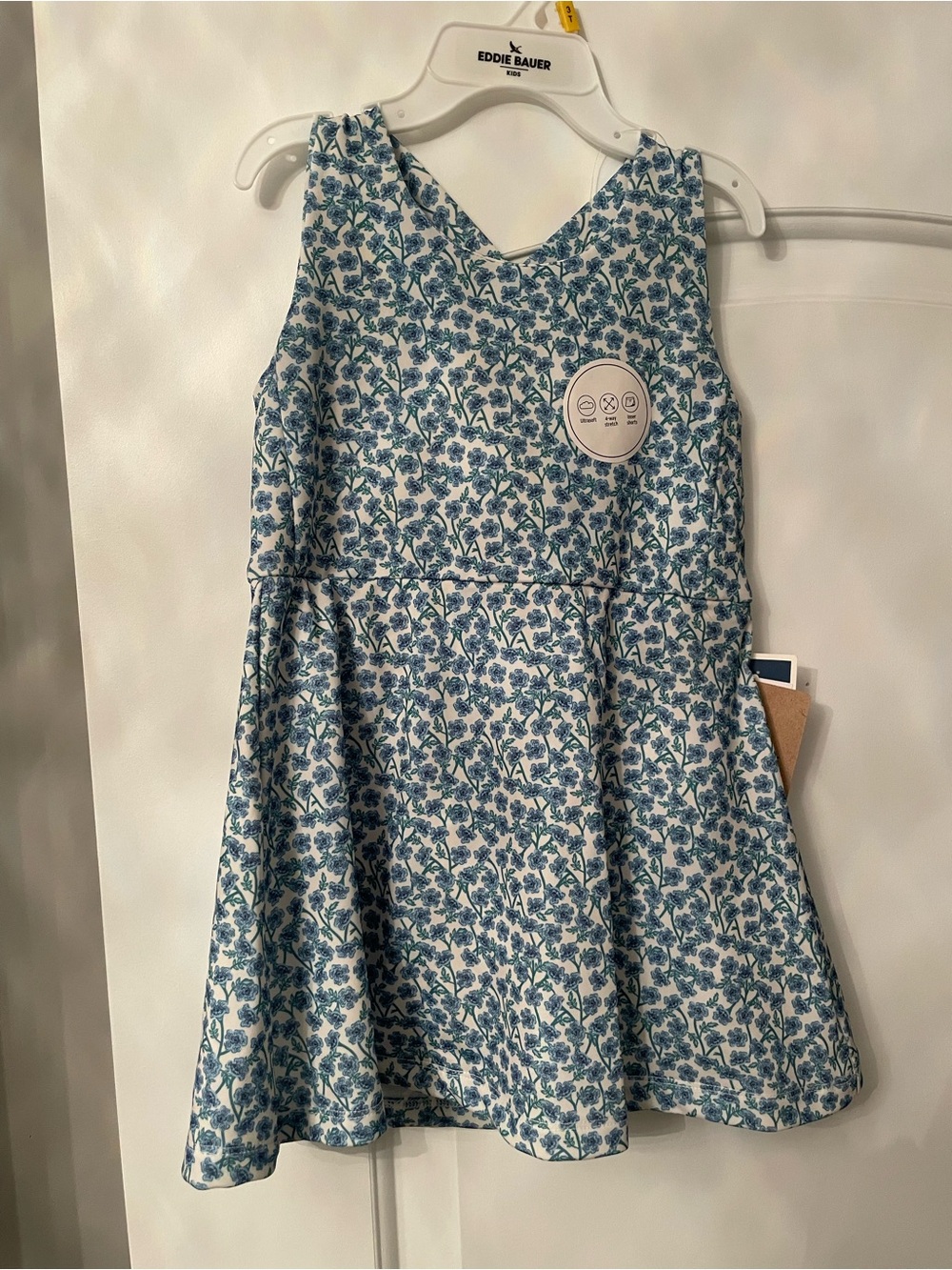 Eddie Bauer Blue and White Floral Sleeveless Dress